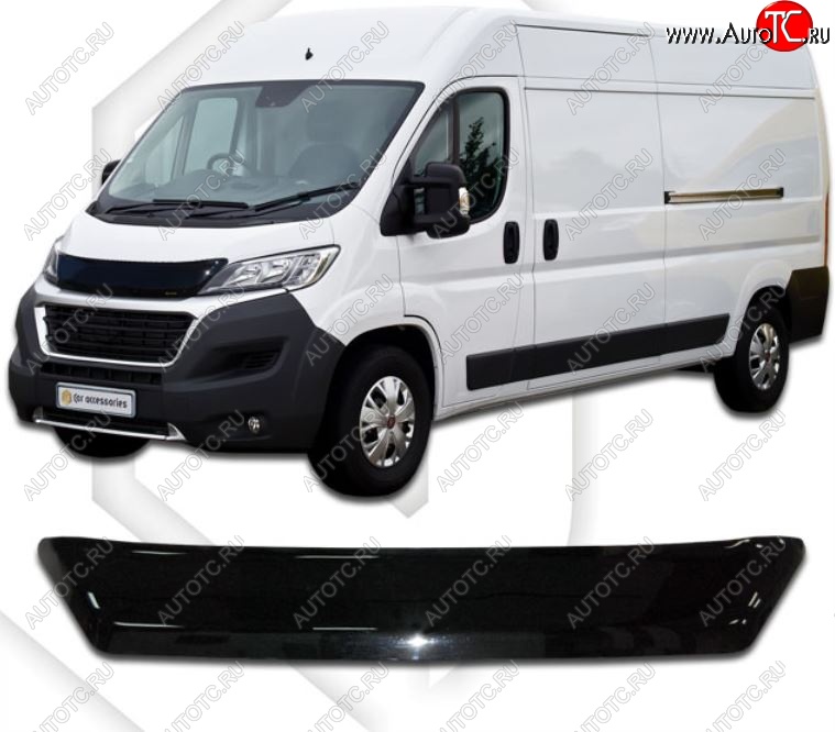 2 099 р. Дефлектор капота CA-Plastiс  Peugeot Boxer  290 (2014-2025) (Classic черный, Без надписи)  с доставкой в г. Владивосток