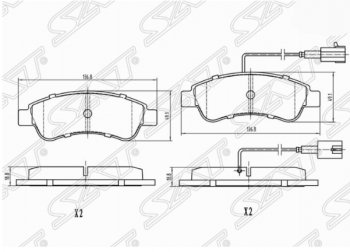 1 099 р. Комплект задних тормозных колодок SAT (с датчиком износа)  Peugeot Boxer  250 (2006-2014)  с доставкой в г. Владивосток. Увеличить фотографию 1