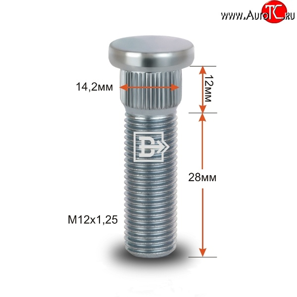 188 р. Забивная шпилька 28 мм ступицы Вектор M12x1.25x28 Haval H6 (2013-2020)