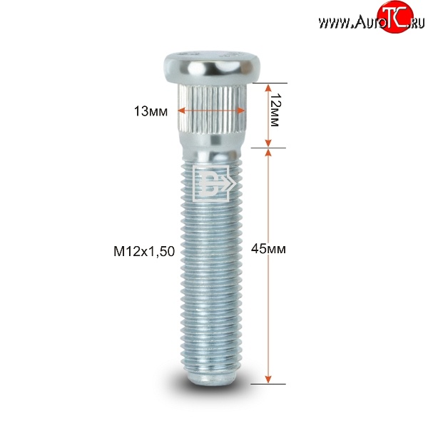 188 р. Забивная шпилька 45 мм ступицы Вектор M12 1.5 45 Great Wall Hover M4 (2012-2016)