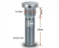 Забивная шпилька 28 мм ступицы Вектор M12 1.5 28 Ravon Gentra (2015-2025) 