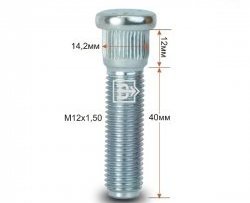 188 р. Забивная шпилька 40 мм ступицы Вектор M12x1.5x40 Mitsubishi Airtek (2001-2008). Увеличить фотографию 1