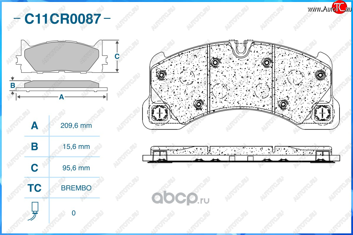 2 369 р. Комплект передних тормозных колодок CWORKS (209.6*15.6*95.6) Porsche Cayenne 958 (2010-2014)  с доставкой в г. Владивосток