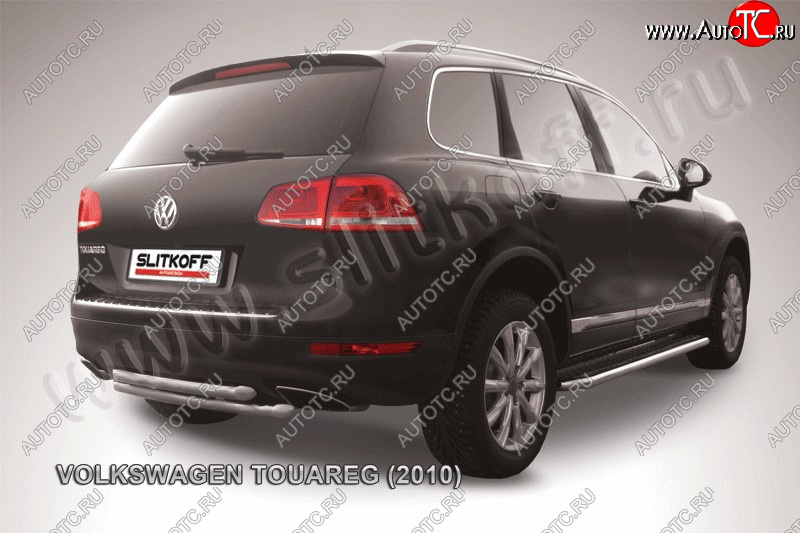 7 749 р. Защита задняя Slitkoff  Volkswagen Touareg  NF (2010-2014) дорестайлинг (Цвет: серебристый)  с доставкой в г. Владивосток