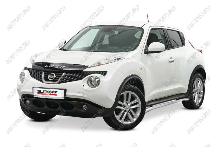 10 349 р. Защита порогов d42 с гибами Slitkoff  Nissan Juke  1 YF15 (2010-2014) дорестайлинг (сталь с полимерным покрытием, цвет серебро)  с доставкой в г. Владивосток