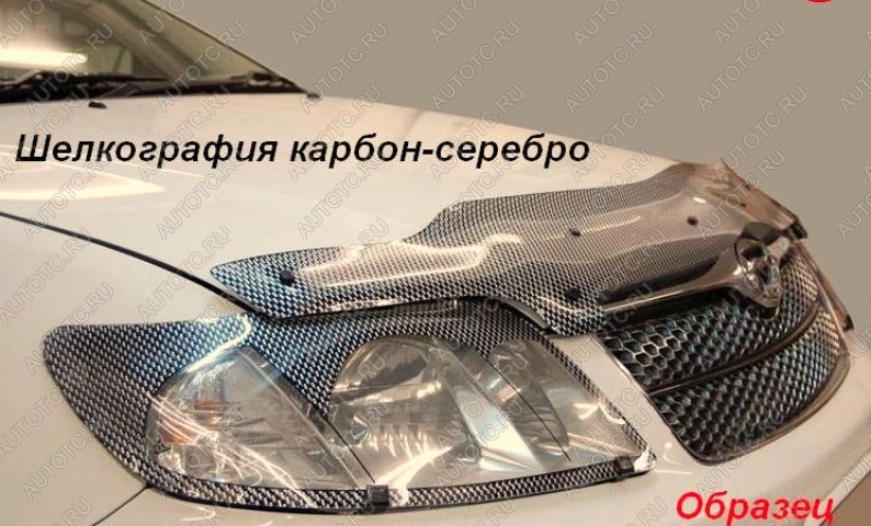 2 779 р. Дефлектор капота CA-Plastiс  ГАЗ 31105  Волга (2003-2009) дорестайлинг, рестайлинг (серия Шелкография карбон-серебро)  с доставкой в г. Владивосток