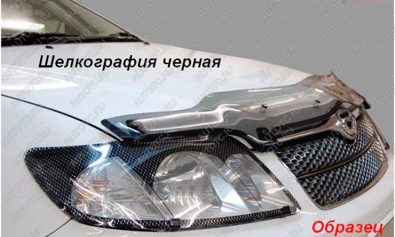 2 099 р. Дефлектор капота CA-Plastiс  Mitsubishi Lancer  CY (2007-2010) седан дорестайлинг, хэтчбэк дорестайлинг (серия Шелкография черная)  с доставкой в г. Владивосток