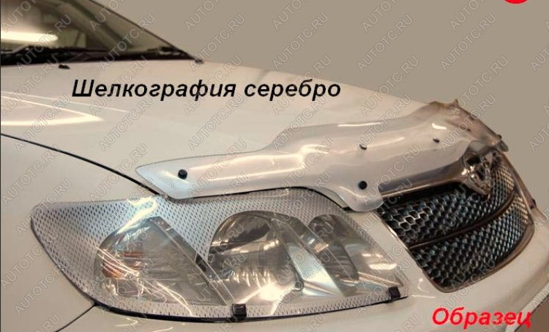 2 099 р. Дефлектор капота CA-Plastiс  Mitsubishi Lancer  CY (2007-2010) седан дорестайлинг, хэтчбэк дорестайлинг (серия Шелкография серебро)  с доставкой в г. Владивосток