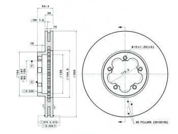 Передний тормозной диск (вентилируемый, 300 мм) SAT Ford (Форд) Transit (Транзит) (2006-2014) цельнометаллический фургон