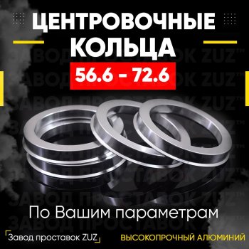 Алюминиевое центровочное кольцо (4 шт) ЗУЗ 56.6 x 72.6 Ravon Gentra (2015-2025) 