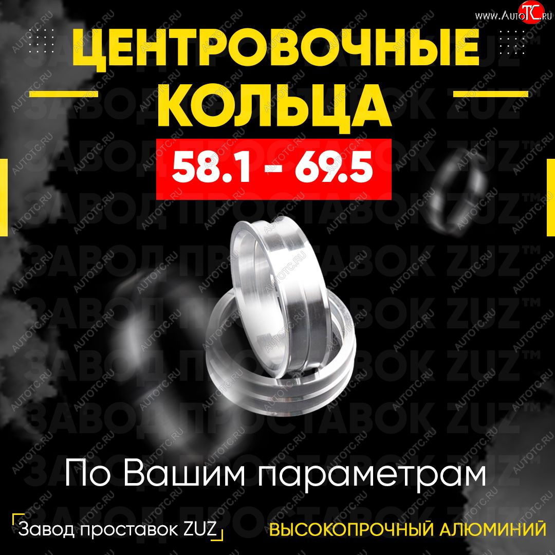 1 799 р. Алюминиевое центровочное кольцо (4 шт) ЗУЗ 58.1 x 69.5    с доставкой в г. Владивосток