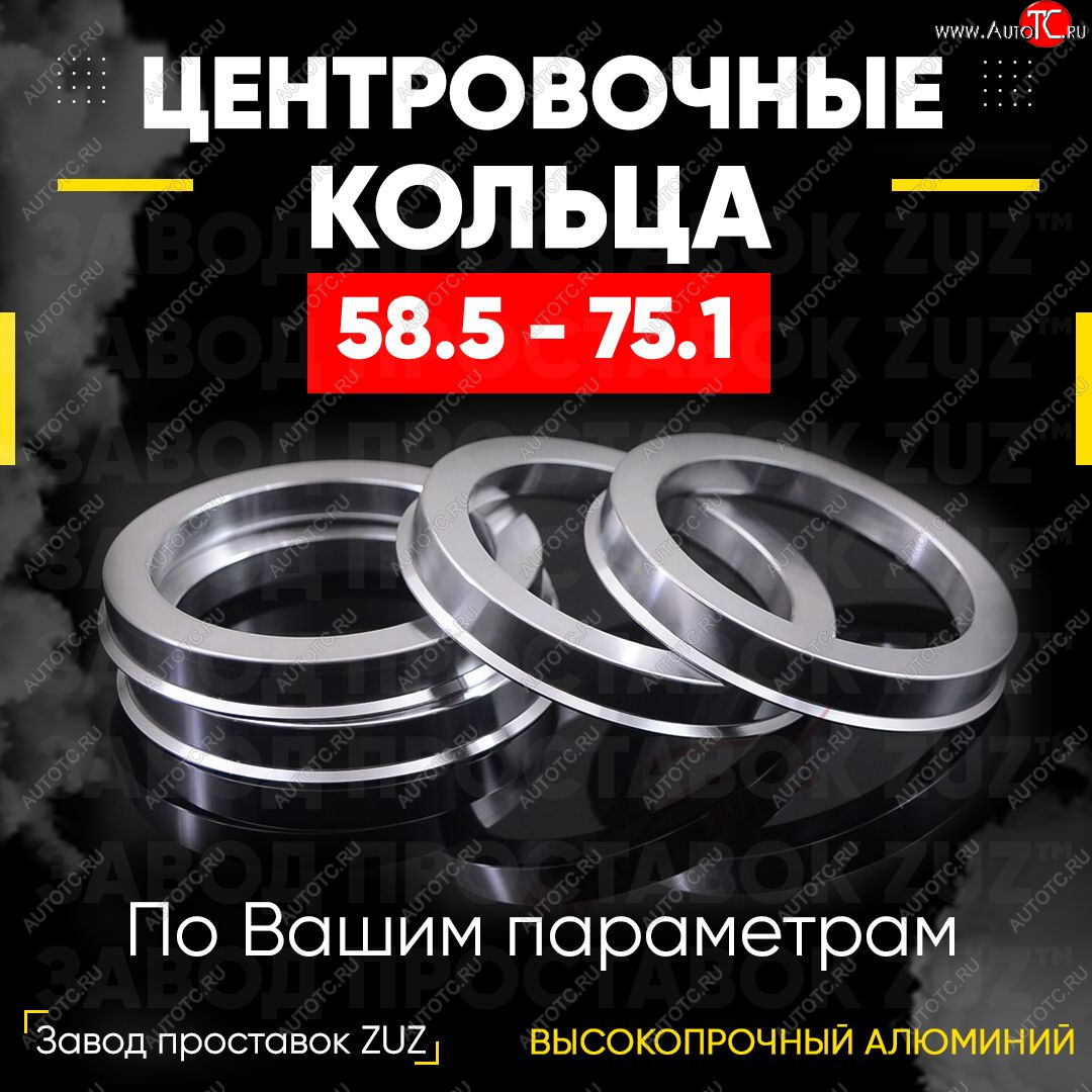 1 269 р. Алюминиевое центровочное кольцо (4 шт) ЗУЗ 58.5 x 75.1    с доставкой в г. Владивосток