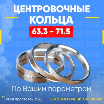 Алюминиевое центровочное кольцо (4 шт) ЗУЗ 63.3 x 71.5 Volvo S40 MS седан дорестайлинг (2004-2007) 