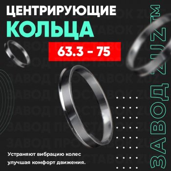 Алюминиевое центровочное кольцо (4 шт) ЗУЗ 63.3 x 75.0 Volvo S40 MS седан дорестайлинг (2004-2007) 