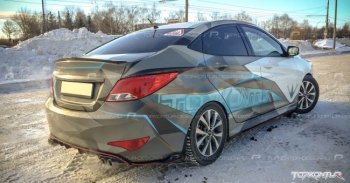 1 799 р. Диффузор заднего бампера TopKontur Design Hyundai Solaris RBr седан рестайлинг (2014-2017) (Неокрашенный)  с доставкой в г. Владивосток. Увеличить фотографию 2