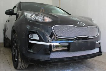 7 599 р. Защитная сетка в бампер (верх, ячейка 4х10 мм) Alfeco Премиум  KIA Sportage  4 QL (2018-2022) рестайлинг (Хром)  с доставкой в г. Владивосток. Увеличить фотографию 3