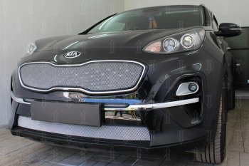 7 599 р. Защитная сетка в бампер (верх, ячейка 4х10 мм) Alfeco Премиум  KIA Sportage  4 QL (2018-2022) рестайлинг (Хром)  с доставкой в г. Владивосток. Увеличить фотографию 4