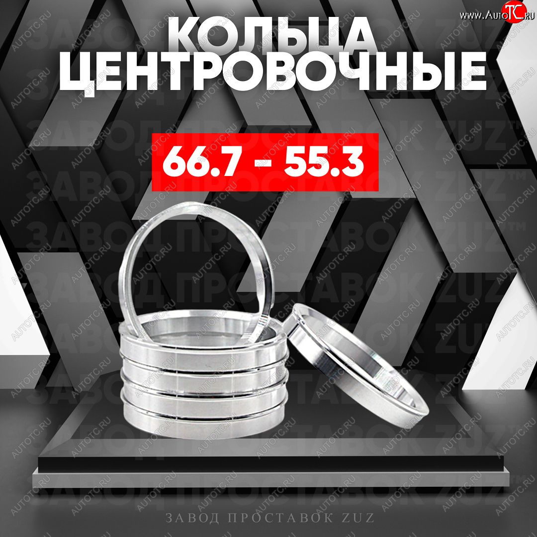 1 269 р. Алюминиевое центровочное кольцо (4 шт) ЗУЗ 55.3 x 66.7    с доставкой в г. Владивосток