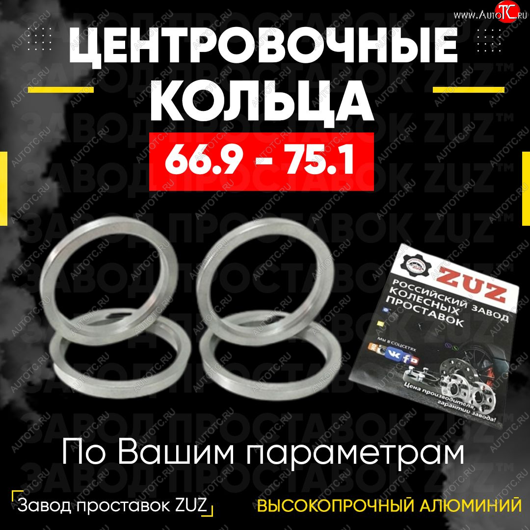 1 799 р. Алюминиевое центровочное кольцо (4 шт) ЗУЗ 66.9 x 75.1 SAAB 9-4 (2011-2012)