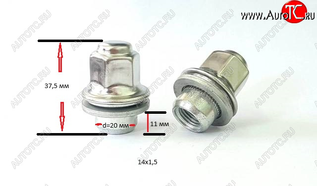 429 р. Колесная гайка (прессшайба, с нерж. колпачком, 37.5 мм) Вектор M14x1.5    с доставкой в г. Владивосток