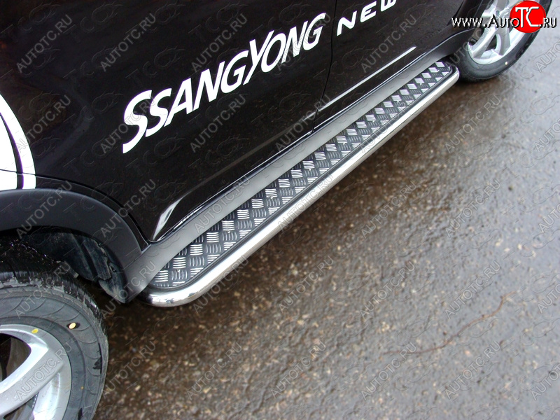 29 449 р. Пороги с площадкой 42,4 мм ТСС Тюнинг  SSANGYONG Actyon (2013-2021) рестайлинг (серые)  с доставкой в г. Владивосток