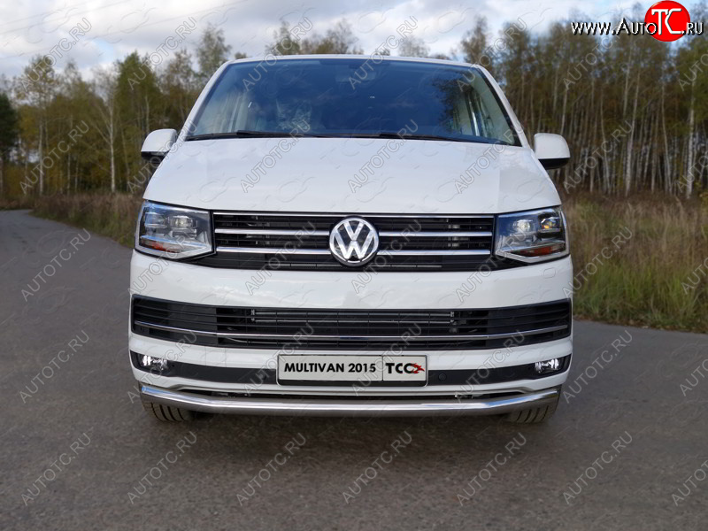 21 799 р. Защита переднего бампера нижняя d60,3 мм ТСС Тюнинг  Volkswagen Transporter  T6 (2015-2019) дорестайлинг (нержавейка)  с доставкой в г. Владивосток