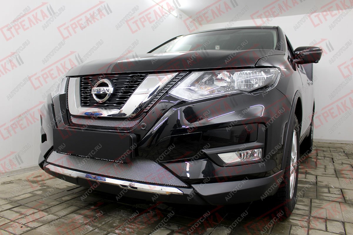 2 969 р. Защита радиатора (середина) Стрелка11 Стандарт  Nissan X-trail  3 T32 (2017-2022) рестайлинг (хром)  с доставкой в г. Владивосток