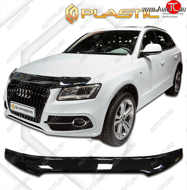 2 189 р. Дефлектор капота CA-Plastic  Audi Q5  8R (2012-2017) рестайлинг (classic черный, без надписи)  с доставкой в г. Владивосток