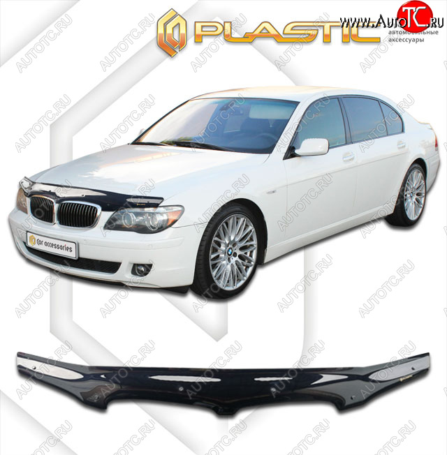 2 159 р. Дефлектор капота CA-Plastic  BMW 7 серия  E65,E66, E67, E68 (2005-2008) рестайлинг, седан (classic черный, без надписи)  с доставкой в г. Владивосток