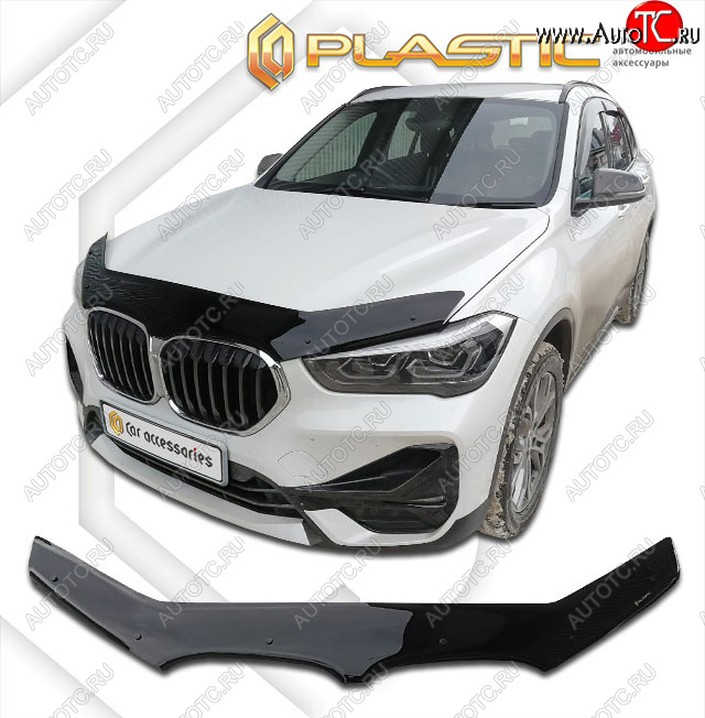 2 199 р. Дефлектор капота CA-Plastic  BMW X1  F48 (2015-2022) дорестайлинг, рестайлинг (classic черный, без надписи)  с доставкой в г. Владивосток