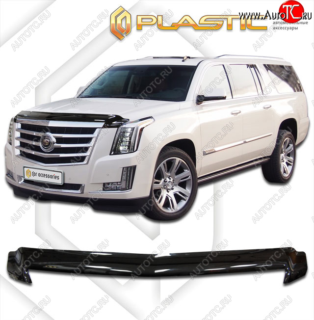 2 159 р. Дефлектор капота CA-Plastic  Cadillac Escalade  GMTK2 джип 5 дв. (2015-2020) короткая база (classic черный, без надписи)  с доставкой в г. Владивосток