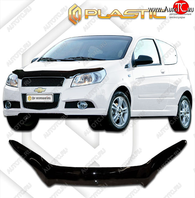 1 999 р. Дефлектор капота CA-Plastic  Chevrolet Aveo  T250 (2006-2011) хэтчбек 5 дв рестайлинг (classic черный, без надписи)  с доставкой в г. Владивосток