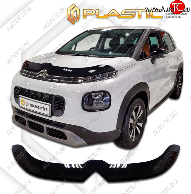 2 079 р. Дефлектор капота CA-Plastic  CITROEN C3 Aircross (2017-2021) дорестайлинг (classic черный, без надписи)  с доставкой в г. Владивосток