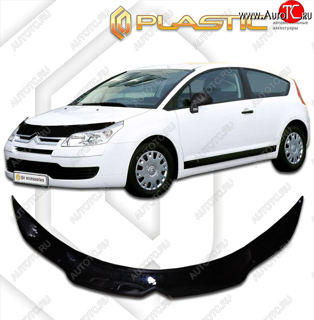 2 199 р. Дефлектор капота CA-Plastic  CITROEN C4 (2008-2011)  рестайлинг, хэтчбэк 3 дв.,  рестайлинг, хэтчбэк 5 дв. (classic черный, без надписи)  с доставкой в г. Владивосток