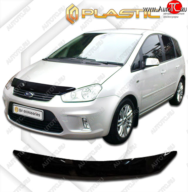 1 999 р. Дефлектор капота CA-Plastic  Ford C-max  Mk1 (2007-2010) рестайлинг (classic черный, без надписи)  с доставкой в г. Владивосток