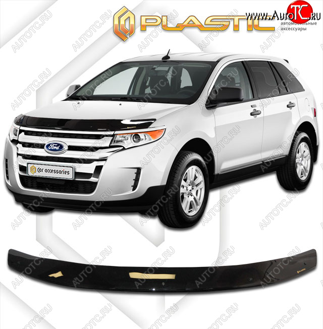 1 999 р. Дефлектор капота CA-Plastic  Ford Edge  U387 (2011-2015) рестайлинг (classic черный, без надписи)  с доставкой в г. Владивосток