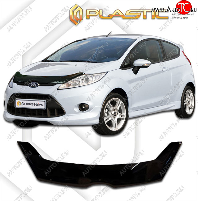 2 099 р. Дефлектор капота CA-Plastic  Ford Fiesta  6 (2008-2013) хэтчбэк 3 дв. дорестайлинг, хэтчбэк 5 дв. дорестайлинг (classic черный, без надписи)  с доставкой в г. Владивосток