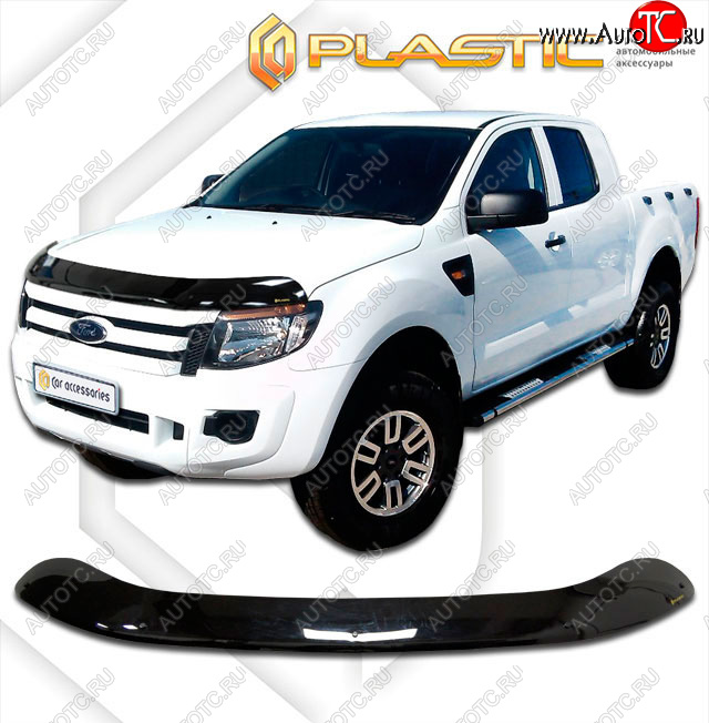 2 199 р. Дефлектор капота CA-Plastic  Ford Ranger  RapCab (2011-2016) дорестайлинг (classic черный, без надписи)  с доставкой в г. Владивосток