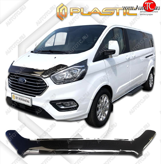 2 079 р. Дефлектор капота CA-Plastic  Ford Tourneo Custom (2017-2021) рестайлинг (classic черный, без надписи)  с доставкой в г. Владивосток