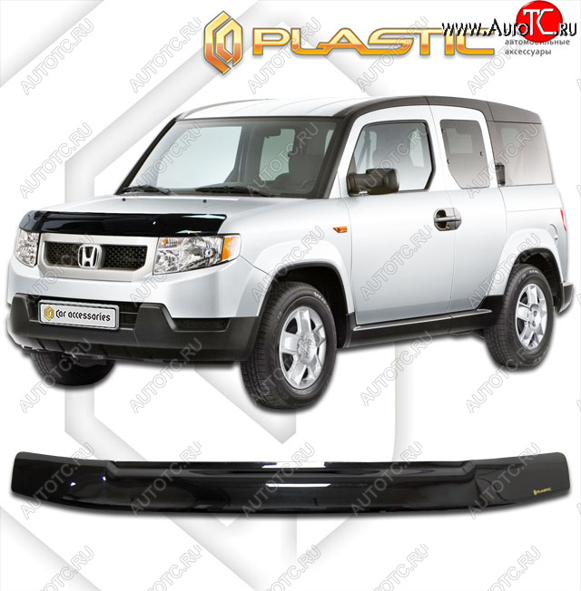 1 999 р. Дефлектор капота CA-Plastic  Honda Element  1 (2008-2011) YH 2-ой рестайлинг (classic черный, без надписи)  с доставкой в г. Владивосток