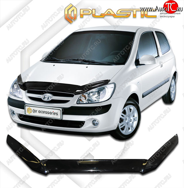 1 899 р. Дефлектор капота CA-Plastic  Hyundai Getz  TB (2005-2011) хэтчбэк 3 дв. рестайлинг (classic черный, без надписи)  с доставкой в г. Владивосток