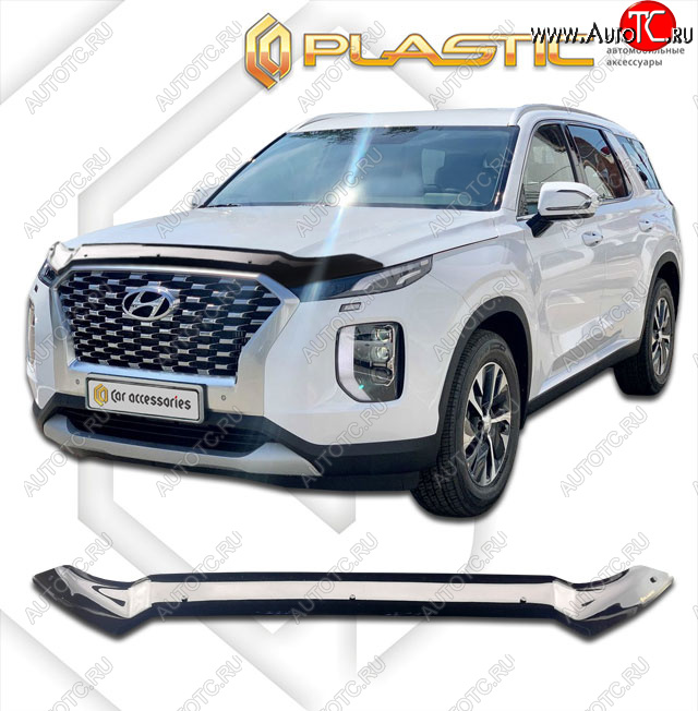 1 999 р. Дефлектор капота CA-Plastic  Hyundai Palisade  LX2 (2018-2022) (classic черный, без надписи)  с доставкой в г. Владивосток