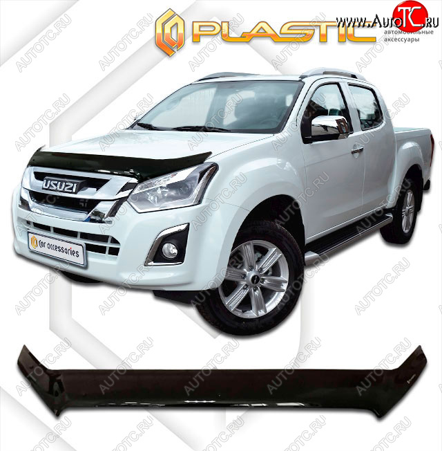 2 159 р. Дефлектор капота CA-Plastic  Isuzu D-Max  RT85,TFR ExtendedCab (2015-2021) рестайлинг (classic черный, без надписи)  с доставкой в г. Владивосток