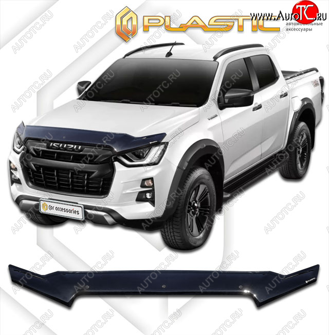 2 199 р. Дефлектор капота CA-Plastic  Isuzu D-Max  RG (2020-2023) DoubleCab (classic черный, без надписи)  с доставкой в г. Владивосток