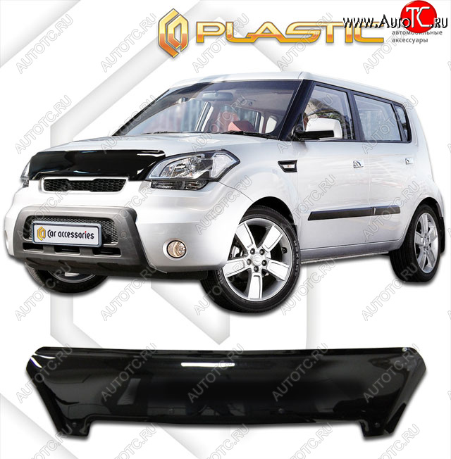 2 189 р. Дефлектор капота CA-Plastic  KIA Soul  AM (2011-2014) рестайлинг (classic черный, без надписи)  с доставкой в г. Владивосток