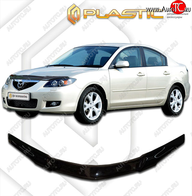 2 159 р. Дефлектор капота CA-Plastic Mazda 3/Axela BK дорестайлинг седан (2003-2006) (Classic черный)  с доставкой в г. Владивосток