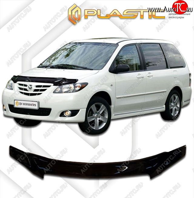 2 199 р.  Дефлектор капота CA-Plastic  Mazda MPV  LW (2003-2006) 2-ой рестайлинг (cерия Сlassic черный, без надписи)  с доставкой в г. Владивосток