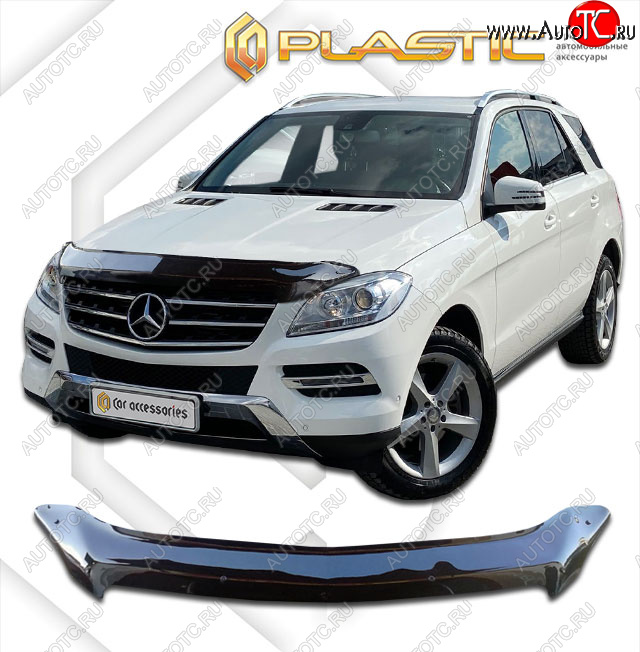 2 359 р. Дефлектор капота CA-Plastic  Mercedes-Benz ML class  W166 (2011-2015) (classic черный, без надписи)  с доставкой в г. Владивосток