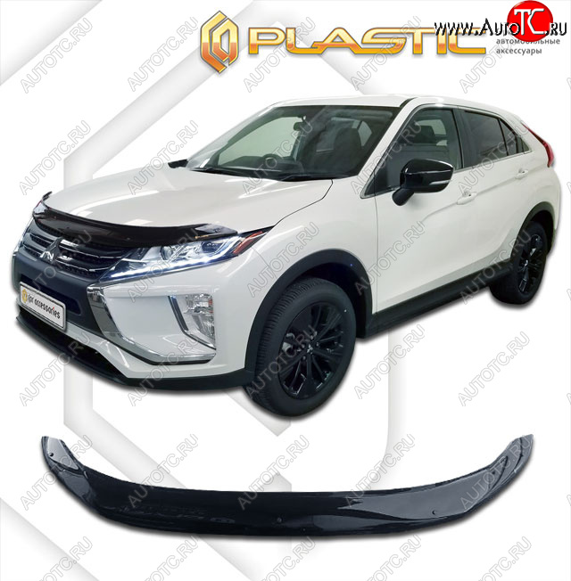 2 199 р. Дефлектор капота CA-Plastic  Mitsubishi Eclipse Cross  GK (2017-2021) дорестайлинг (classic черный, без надписи)  с доставкой в г. Владивосток