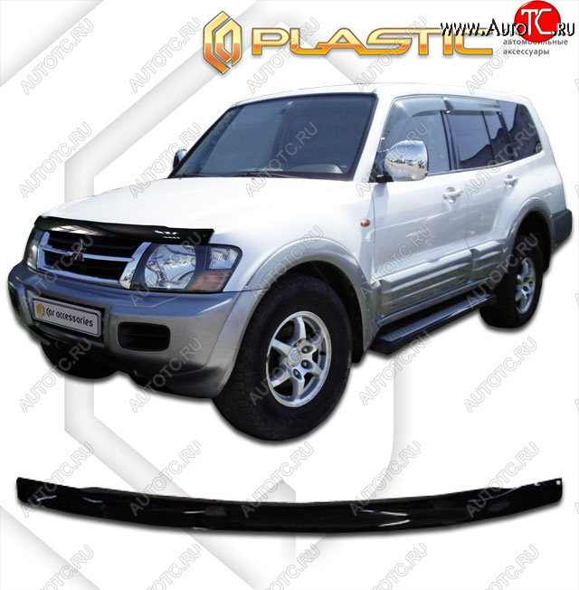 2 079 р. Дефлектор капота CA-Plastic  Mitsubishi Pajero  3 V60 (2003-2006) рестайлинг (classic черный, без надписи)  с доставкой в г. Владивосток